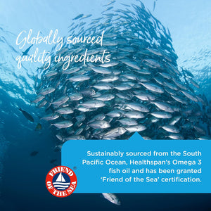 Healthspan Opti-Omega 3 with anti Reflux Technology (2 Months' Supply) | Optimal Absorption Omega 3 Fish Oil to Support Your Brain, Eye & Heart Health | 750Mg Omega 3 Fatty Acids per Capsule