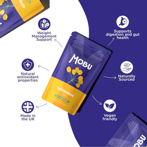 Berberine HCL Supplement 295Mg - 60 Capsules - High Strength Berbarine - MOBU UK Made