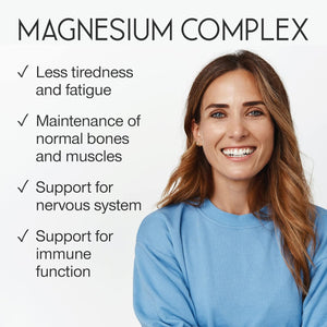 Magnesium Complex 1466Mg - Magnesium and Zinc Supplements with Vitamin D3 & B6 - Premium Supplements for Women & Men - High Strength Chelated Citrate Tablets - 120 Capsules - Vegan & UK Made