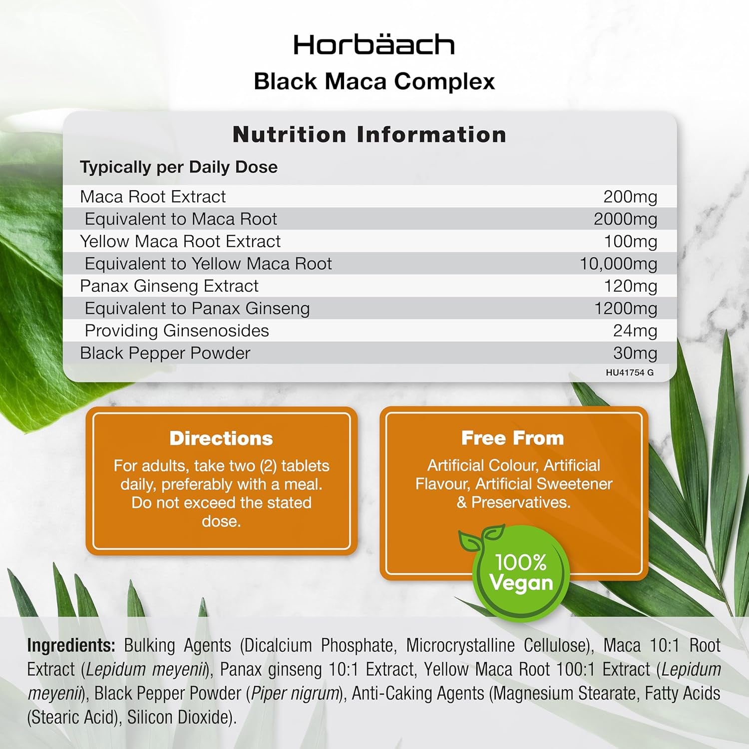 Black Maca Root 12,000Mg (High Strength) | Complex with Black Maca, Panax Ginseng, Yellow Maca & Black Pepper | 180 Vegan Tablets | by Horbaach