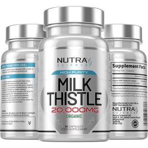 Organic Milk Thistle Supplement (80% Silymarin) 20,000Mg – Milk Thistle High Strength Tablets, 60 Vegan Capsules