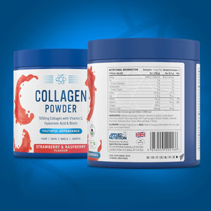 Applied Nutrition Collagen Powder - Strawberry & Raspberry Flavour - 5000Mg Hydrolysed Bovine Flavoured Collagen Peptides with Vitamin C, Hyaluronic Acid & Biotin (165G - 30 Servings)