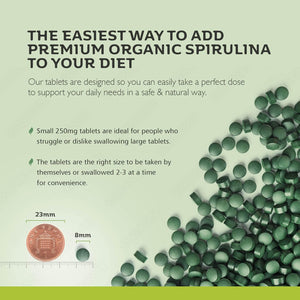 Organic Spirulina 1000X Pure Easy to Swallow Tablets - Rich in Essential Vitamins & Minerals by Inner Vitality