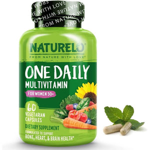 NATURELO One Daily Multivitamin for Women (50+) - with Natural Food-Based Vitamins, Minerals, Fruit & Veg Extracts - Iron-Free Menopause Supplement - 60 Vegan Capsules | 2 Month Supply