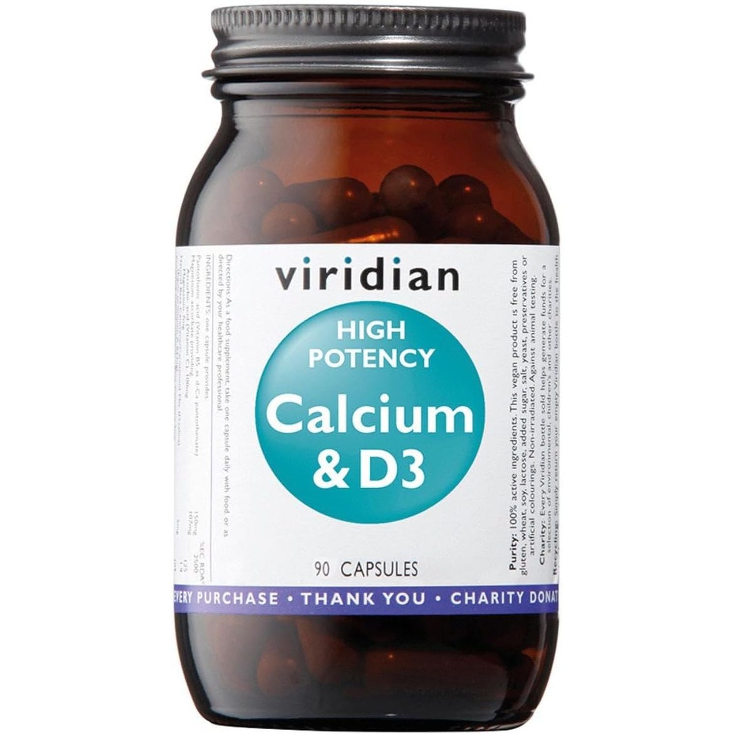 Viridian High Potency Calcium & Vitamin D3-90 Capsules
