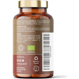 Mushroom Complex 8 | Organic | EU Grown | 616Mg Capsules | Lions Mane, Cordyceps, Chaga, Shiitake, Reishi, Maitake, Coprinus & Oyster Betox93® | 40% Polysaccharides