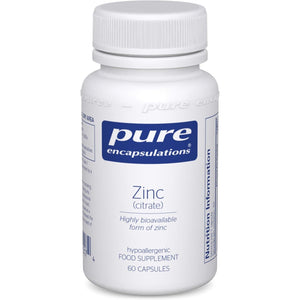 Pure Encapsulations Zinc (Citrate) 30Mg - Highly Bioavailable Zinc Supplement - for Immune and Metabolism Support - for Hair, Skin & Nails - 60 Vegetarian Capsules