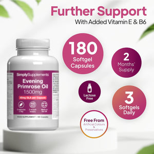 Evening Primrose Oil 1500Mg | 180 Capsules | Cold Pressed Soft Gel Capsules | Contains Rich Concentrations of Gamma Linolenic Acid (GLA)