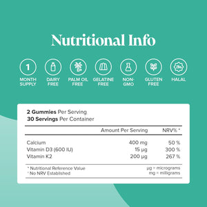 Calcium Gummies - 1 Month Supply - Vegetarian Formula with 400Mg Calcium, Vitamin D3 K2 (MK7) - Healthy Muscles and Bones - Alternative to Tablets & Vitamin D Tablets - Novomins