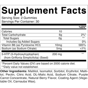 Vitamatic Sugar Free 5-HTP 200Mg Gummies with B6 – 60 Pectin-Based Gummies – Mood Support & Stress Relief