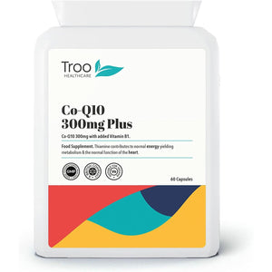 Troo Health Coq10 Supplement 300Mg plus - 60 Capsules - High Strength Trans Form Co Enzyme Q10 Enhanced with Vitamin B1 to Support Healthy Heart Function & Energy Metabolism - 2 Month Supply – UK Made