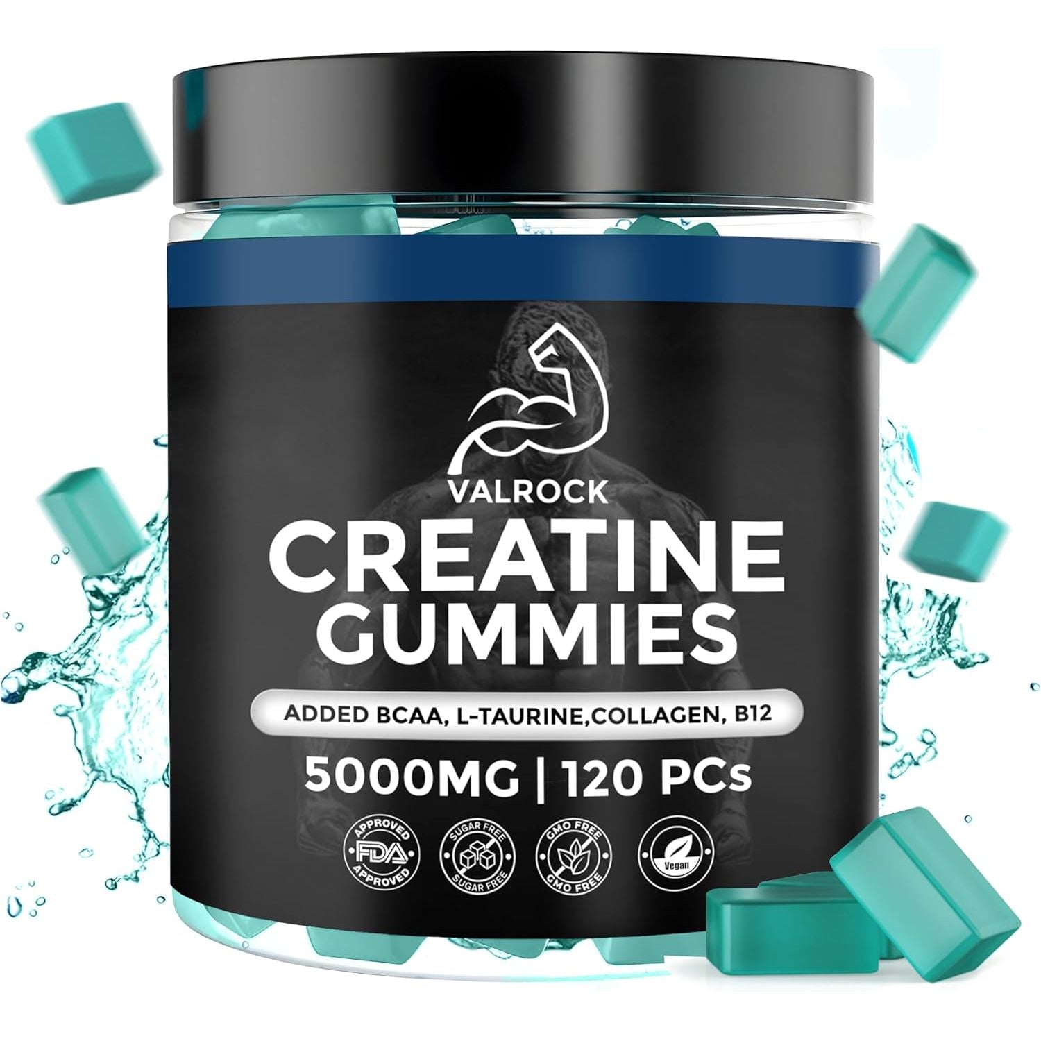 Creatine Gummies 5000Mg 120 Gummies - Added L-Taurine, Bcaa'S, Collagen, B12 - Pure Creatine Monohydrate Gummies for Muscle Recovery, Strength & Performance - Mixed Berry Flavour (1 Month Supply)