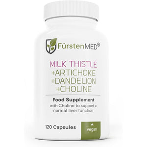 Fürstenmed - Milk Thistle with Artichoke Extract, Dandelion Root & Choline - Vegan Liver Support - 120  Capsules