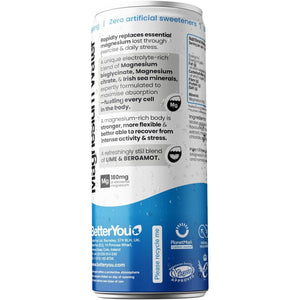Betteryou Magnesium Mineral Water, Hydrate, Rapid Replenishment for Exercise Recovery and Stress Relief, Boosts Cellular Fuel, Magnesium Glycinate with Citrus and Botanicals, Pack of 12, 250 Ml