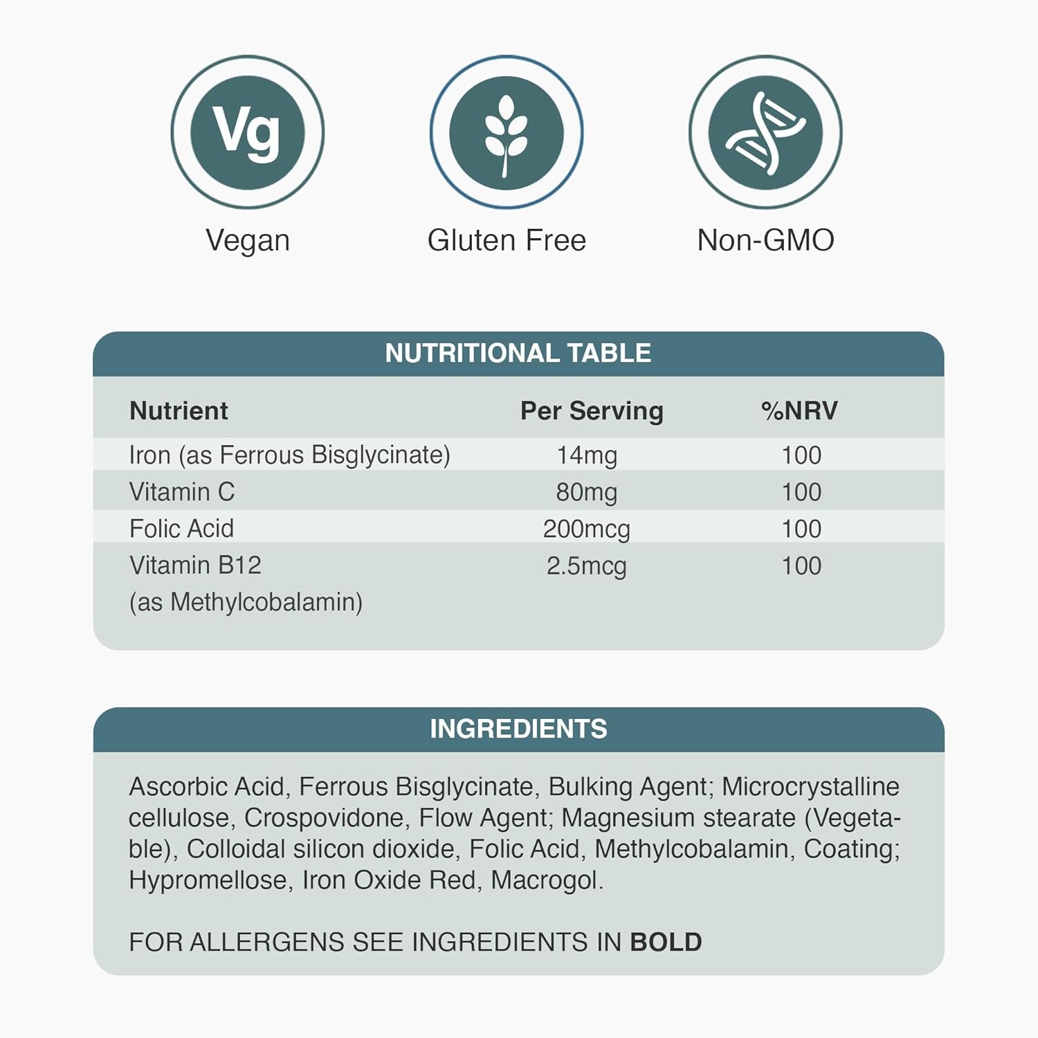 Zipvit Iron Tablets High Strength with Vitamin C, B12 & Folic Acid, 180 Vegan Energy Tablets, Iron Supplements for Women & Men for Energy & Absorption