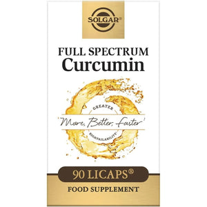 Solgar Full Spectrum Curcumin Softgels - Pack of 90 - Potent Antioxidant - Faster Absorption - Free from Sugar, Salt, Starch, Gold