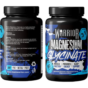 Warrior Magnesium Glycinate 3-In-1 Complex – High Strength Absorption Nutrition Supplement 384Mg 90 Vegan Capsules, UK Made Cognitive Wellness and Enhances Sleep & Muscle Relaxation