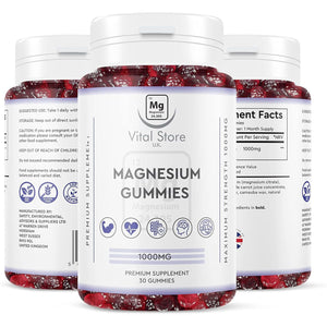 Magnesium Gummies 1000MG - Vegan 1 Month Supply - Berry Flavour - High Strength Magnesium Gummies - Magnesium Supplements, 30 Count (Pack of 1)