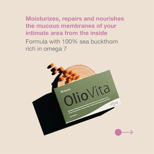 Vitae Oliovita | Menopause Supplement | 100% Sea Buckthorn Oil (With Omega7) | Hydration, Nutrition and Regeneration of Skin | Antioxidant | Cellular Aging | Skincare | 60 Capsules