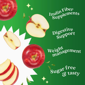 Fiber Gummies with Sugar-Free Prebiotic & High Strength Inulin - Fiber Supplement, Weight Control, Digestive Support for Kids & Adults - Apple Flavor (60 Ct) (1 Pack)