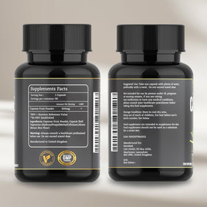 Nutrimali Cayenne Pepper Organic - 90 Vegan Capsules | High Strength up to 1500Mg | Natural Herbal Supplement | Zero Fillers 100% Natural & Eco Friendly Packaging