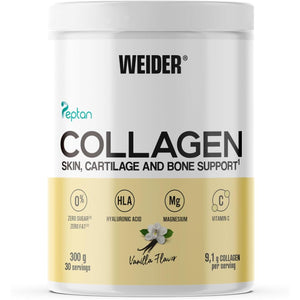 Weider Collagen (300G) Vanilla Flavour. Hydrolysed Collagen Peptides Powder Type I 100% Peptan with Hyaluronic Acid, Magnesium, Vitamin C, Sugar-Free, for Skin, Cartilage, Bones and Hair