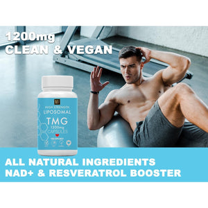 TMG 120 Capsules (1200Mg) 99% Pure Trimethylglycine Supplement as Betaine | High Strength 1-A-Day | 4 Months Supply | Liver Heart Health | Liposomal Delivery for Max Absorption, Longevity, Vegan