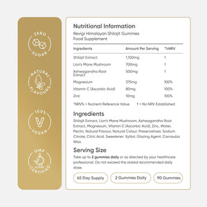 Revigr, Max Strength 2,765Mg, 90 Shilajit Gummies, Authentic Himalayan Origin + Lions Mane Mushroom, Ashwagandha, Magnesium, Zinc & Vitamin C, Vegan & Sugar-Free,Passion Fruit Flavour (45 Days Supply)