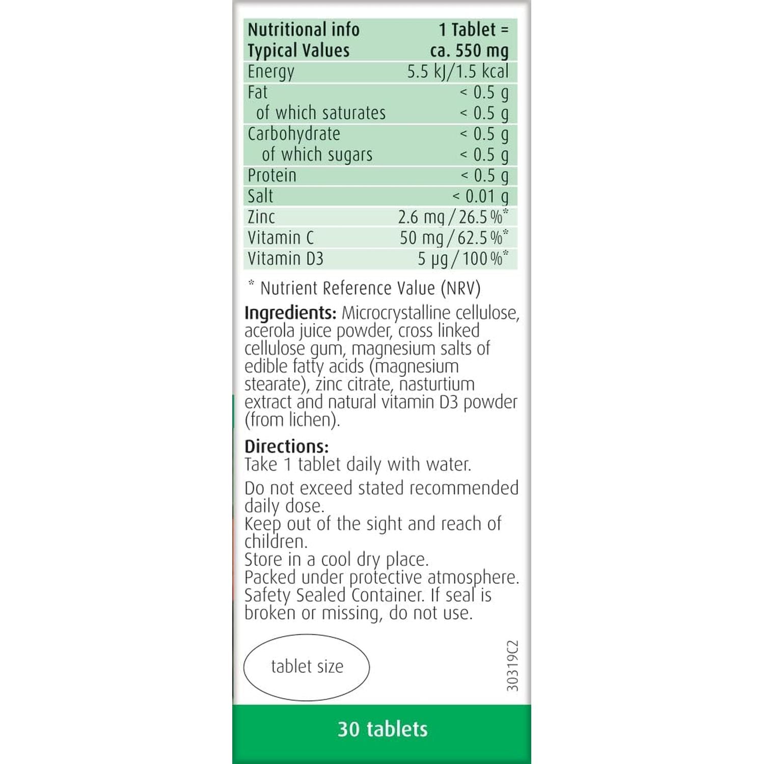 A.Vogel Immune Support | Vegan Multivitamin | Vitamin C, Vitamin D and Zinc | 30 Tablets