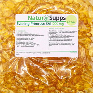 Natur Supps Evening Primrose Oil 1000Mg, Cold Pressed, Omega 6, 90Mg GLA, 733Mg LA, Vitamin E, 120 Evening Primrose Oil Softgel Capsules, UK Made