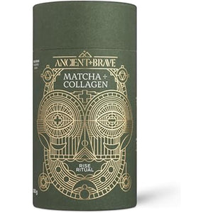 Ancient + Brave Matcha + Collagen 150G Tub - Lion'S Mane Mushroom Powder for Mental Clarity - Hydrolysed Collagen Peptides - for Skin, Hair & Nails - Organic Matcha Tea, MCT Oil, Moringa & Cinnamon