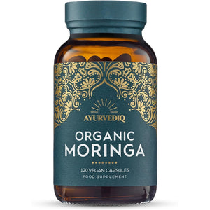 Ayurvediq Wellness Organic Moringa Capsules 500Mg, 120 High Strength Moringa Powder Capsules – Soil Association Certified Moringa Oleifera Powder - Vegan Ayurvedic Products