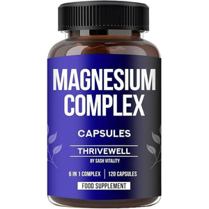 Magnesium Glycinate 6 in 1 Complex 2500 Mg | 500 Mg Elemental Magnesium | Citrate, Malate, Taurate, Orotate, Lactate | 120 Capsules with Added Zinc, Vitamin D3, B6 | Sleep, Fatigue & Tiredness