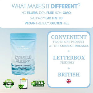 The Supplement Stack Double Sleep+ Support Blend with Magnesium L-Threonate and Apigenin for Relaxation and Rest - 60 Capsules.