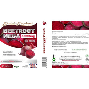 Specialist Supplements Beetroot MEGA 5000Mg, 60 Capsules