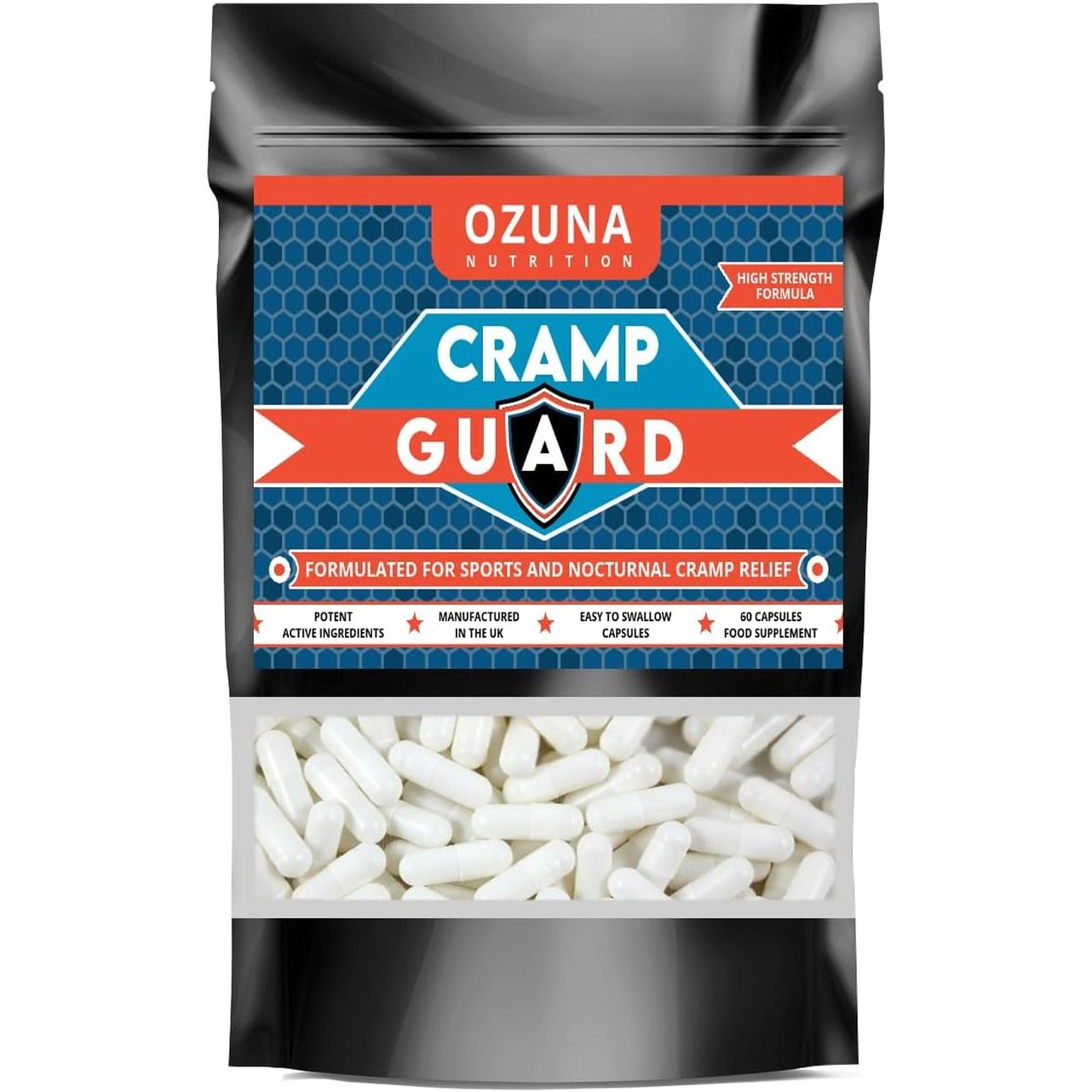 Cramp Guard Magnesium Supplement | Sports & Nocturnal Cramp Relief | Highly Bioavailable Magnesium Citrate, Vitamin D3 & Calcium | Muscle, Leg Cramps & Restless Leg Syndrome (RLS) Relief, 60 Capsules
