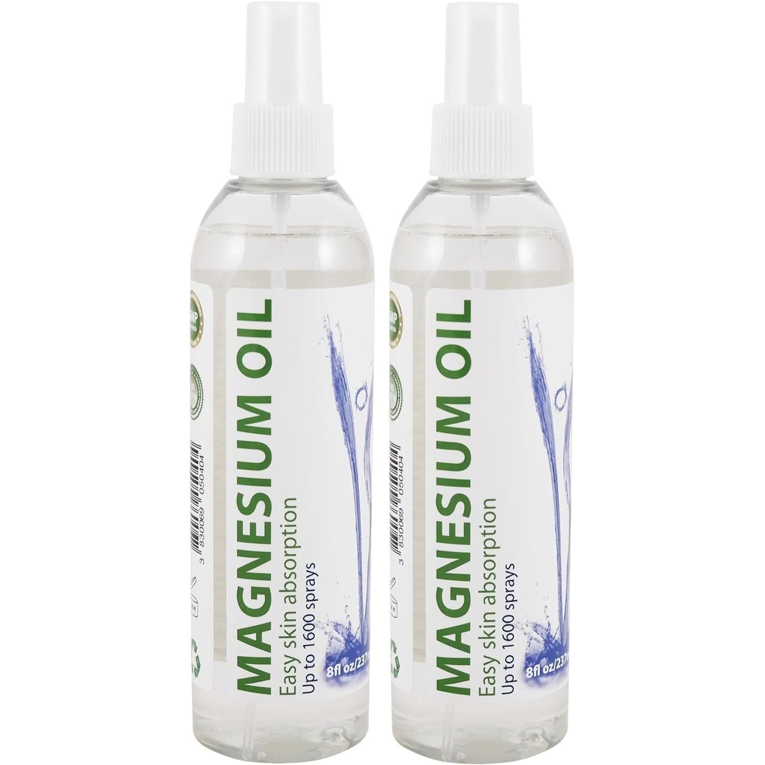 2X Magnesium Oil Spray | Pharmaceutical Grade | High Potent 27.5% Concentration | 2X 8 Fl Oz / 2X 237 Ml, Two Pack/Two Bottles/Two Count | Heiltropfen®