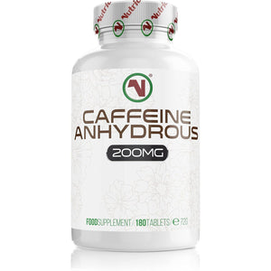 Nutriodol® Caffeine Pills 200Mg 180 Tablets | Energy Boost & Exercise Support Pre Workout | Improve Focus & Alertness | Vegan EU Made | GMP Approved