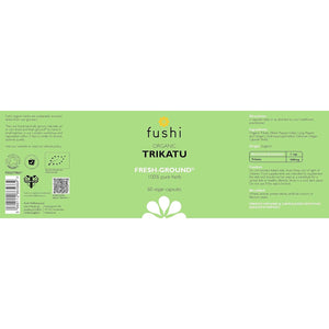 Fushi Organic Trikatu Capsules, 60 Caps | Fresh-Ground Whole Food | Boots Digestion, Improves Metabolism, Weight Loss & Nasal Problems | Ethical & Vegan | Made in the UK