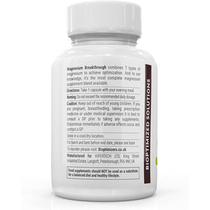 Bioptimizers Magnesium Breakthrough Supplement | Has 7 Forms of Magnesium: Glycinate, Malate, Citrate, and More | Natural Sleep and Brain Supplement | 60 Capsules