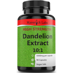 High-Strength Dandelion Extract Capsules (10:1) 5,000Mg per Capsule - 90 per Bottle, Vegan Safe, UK Manufactured