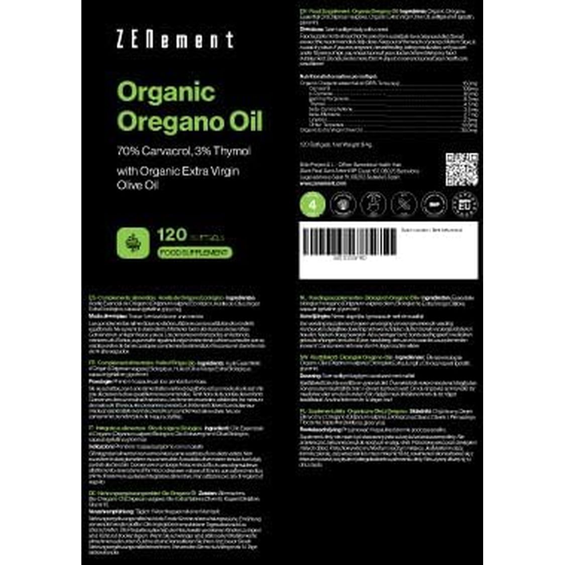 Oregano Oil, 150Mg, 120 Softgels | with Organic Extra Virgin Olive Oil | 106Mg of Carvacrol and 4.5Mg of Thymol per Capsule | 100% Natural Ingredients, No Additives, Soy Free | Zenement