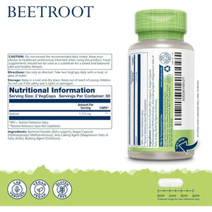 Solaray - Beetroot - 100 Vegan Capsules - Rich in Vitamins & Minerals - Natural Nitric Oxide Booster - Highly Bioavailable Superfood Beet Root Supplement - Non GMO & Lab Verified