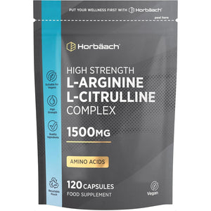 L Arginine and L Citrulline 1500Mg Capsules | 120 Count | Amino Acids | Supplements for Men and Women | Suitable for Vegans & Vegeterians | by Horbaach