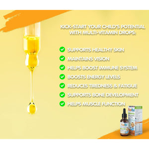 Actikid Multi-Vitamin Drops 25Ml, Gelatine Free (Vitamin Drops for Babies, Infants and Children), Immunity Boost