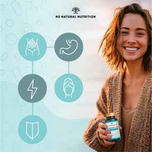 Probiotics 150 Billion CFU – 20 Multi Strains with Prebiotic, Inulin & Zinc – High Strength Vegan Supplement – Gastro Resistant Capsules – 76 Day Supply – N2 Natural Nutrition