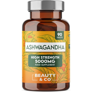 Ashwagandha 5000Mg 90 Tablets, Super High Strength Ashwagandha- 3 Months Supply from Beauty & Co, Pure Ashwagandha, Vegan, Made in the UK.
