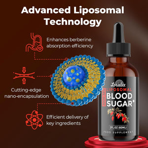 Liposomal Blood Sugar Support Drops - 3000 Mg Advanced Formula for Glucose Support & Metabolic Health - Prebiotic Fibre for Digestive Health – Vegan, Non-Gmo – 60 Ml Liquid Supplement
