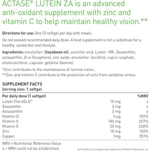Actase ZA - Double Pack - Scientifically Formulated Lutein and Zeaxanthin Eye Care Supplement with Added Vitamins to Maintain Healthy Vision - 2X30 Softgels