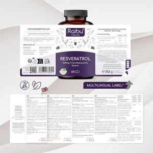 Resveratrol Supplement - 98% Pure Trans Resveratrol - Highly Bioavailable & Enhanced Absorption with Piperine - 525 Mg per Capsule, 60 Servings - Antioxidant Support